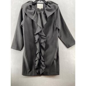 RACHEL ROY Coat Womens‎ Sz Large Long Coat Button Front Ruffles Gray Zip Front*